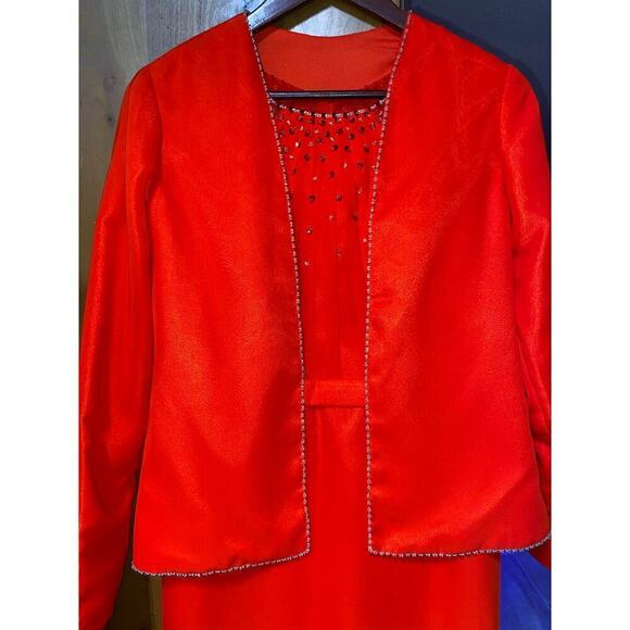 Holiday Christmas Valentines Day Long Red Dress with jacket.  Size XXS - Picture 2 of 7